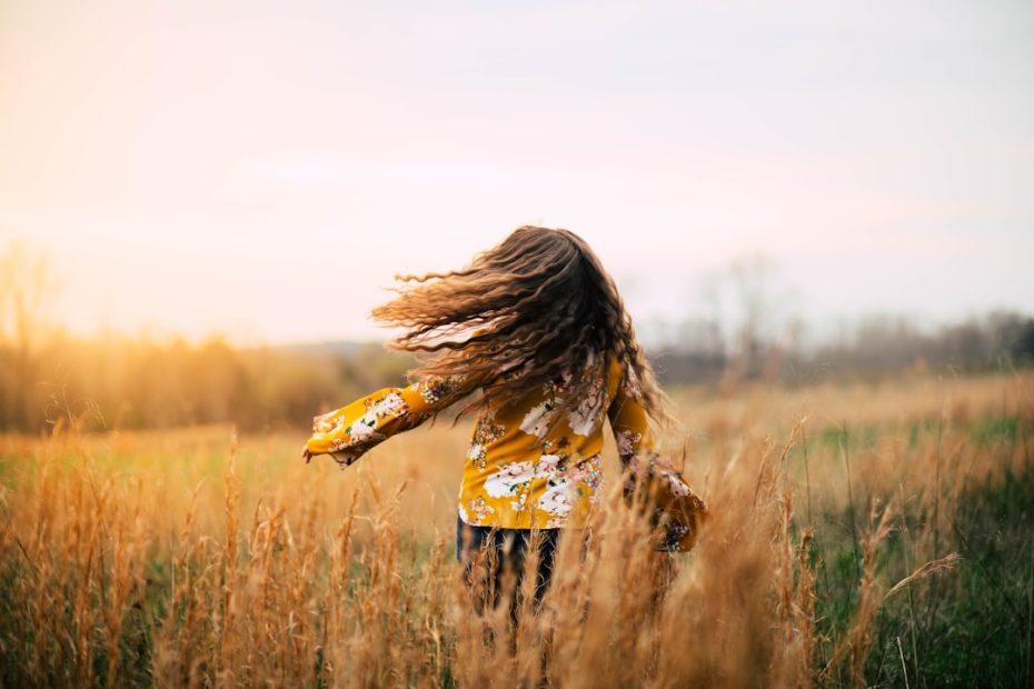teen girl in field